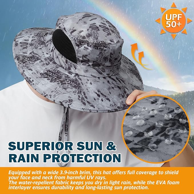 EINSKEY Wide Brim Sun Hat, UPF 50+ UV Protection Waterproof Packable Bucket Hat for Men & Women, Fishing Hiking Beach Garden
