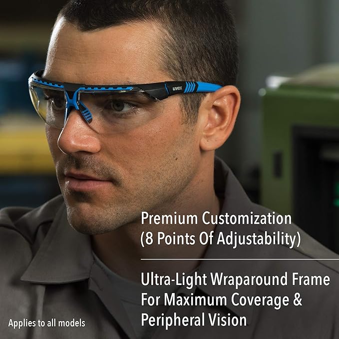 Honeywell Uvex by by Avatar Safety Glasses Red Frame with Clear Lens & Anti-Scratch Hardcoat (S2860)