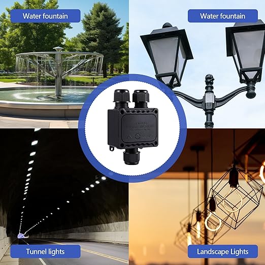 4 Pcs Waterproof Junction Box Ip68 Outdoor 3 Way Plug Line M25 Plastic Wire External Electrical Junction Box Outdoor Cable Connector for Diameter Cable φ 5-9mm, φ 9-12mm, φ 10-14mm