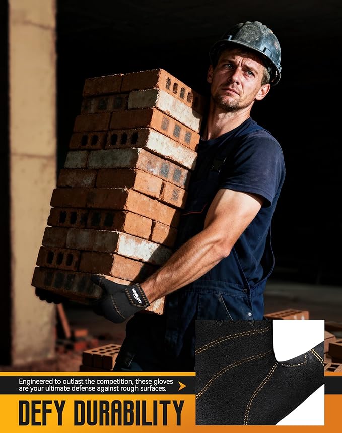 Safety Work Gloves with Secure Fit, Flexible Grip for Multi-purpose Use, Durable Touchscreen Heavy Duty Lightweight