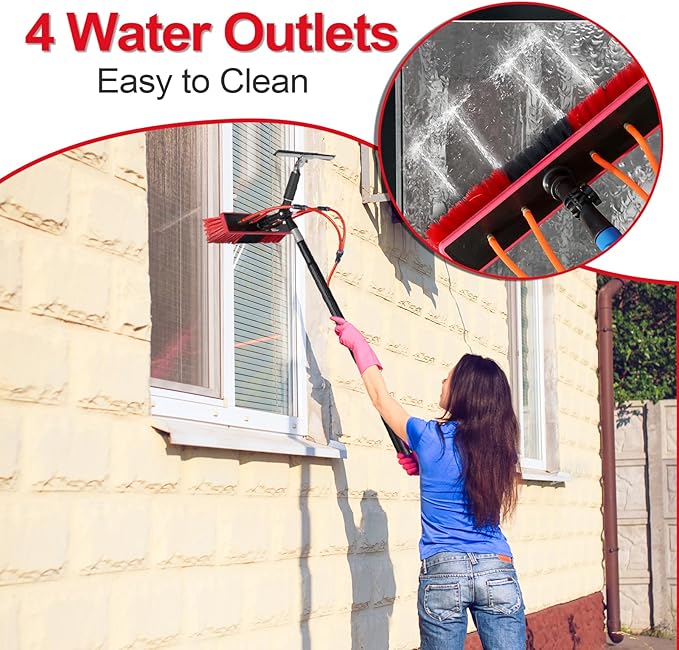 Water Fed Pole Kit Adjustable Solar Panel Cleaning Kit Cleaner Tool for Window Glass Roof Outdoor Glass Brush Window Washing Equipment (20FT)