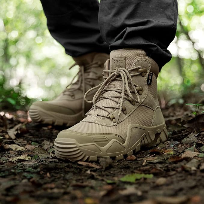 FREE SOLDIER Men's Waterproof Hiking Boots Tactical Work Boots Outdoor Lightweight Military Boots