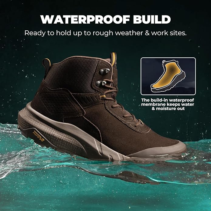 NORTIV 8 Composite Toe Boots for Men – Waterproof Lightweight Non-Slip ASTM F2412-24 & ASTM F2913-24 Safety Work Boots for Warehouse & Construction VaporGuard-Nano