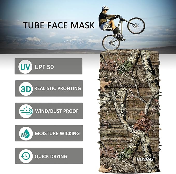 JOEYOUNG Skull Face Mask UV Sun Dust Neck Gaiter Bandana Headwear Motorcycle
