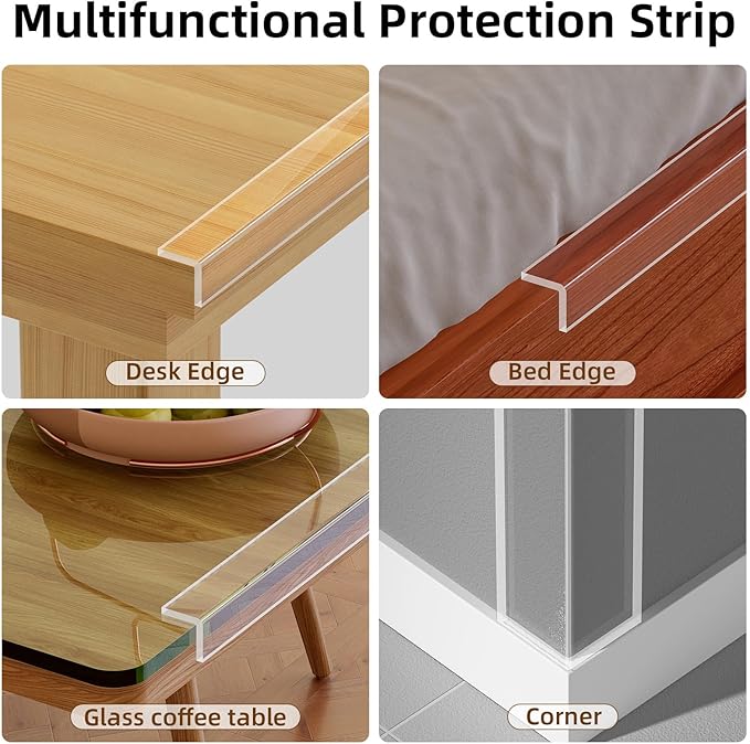 2Pack Clear Edge Protector 1.2inX6.6FT Safe Corner Guard for Furniture, Tables, Cabinets, Drawers - Anti-Sharp Edge Protector for Baby Proofing and Home Safety