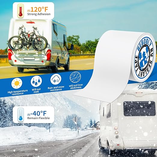 RV Roof Tape,Leak Repair Sealant Tape 6 Inch x 50 Foot UV & Waterproof for RV Roof,Window,Camper, Boat,Pipe Sealing, Natural White