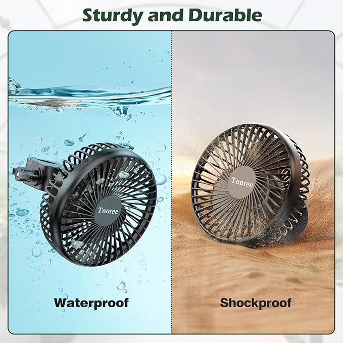 Grow Tent Fan 2 Pack, 5.5" Greenhouse Clip Fan with Brushless Motor and Non-slip Clamp, Strong Airflow and Low Noise, 360° Tilt, Easy Mount for Plant Hydroponics Circulation Cooling Ventilation