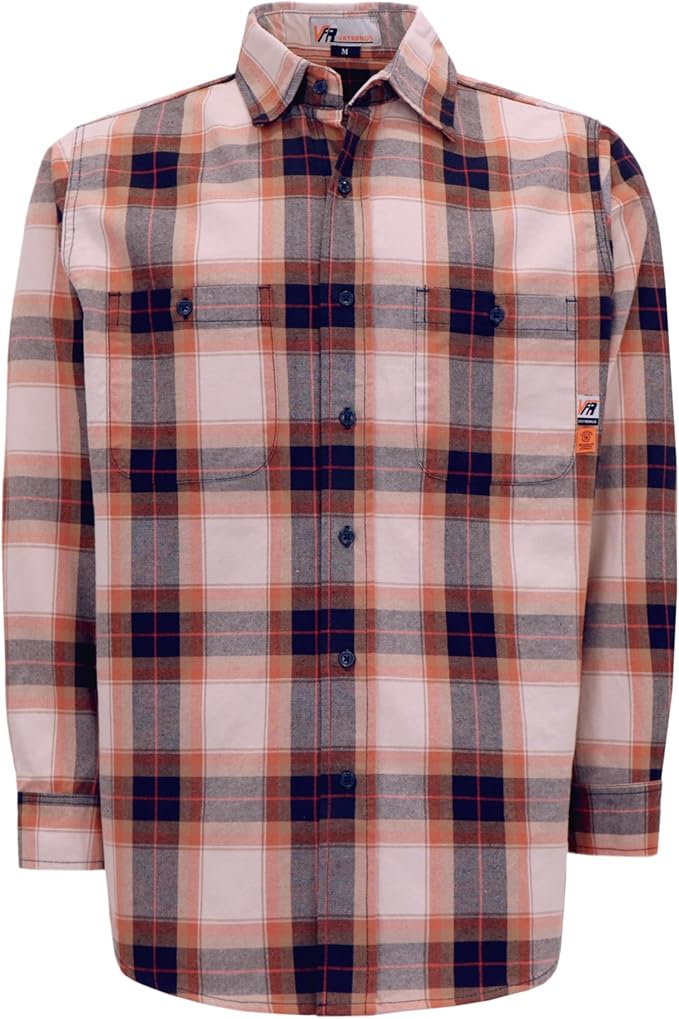VATRENUS FR Shirts for Men 6.5oz Button Down Flame Resistant 100% Cotton Men's Pre-Washed Fire Retardant Work Shirt