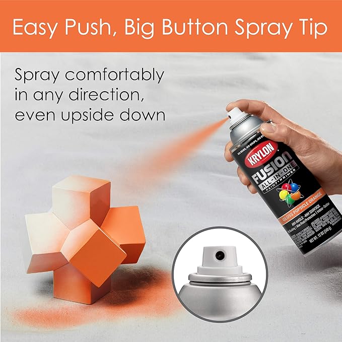 Krylon Fusion All-In-One Adhesive Spray Paint for Indoor/Outdoor Use, 12 oz, Popsicle Orange