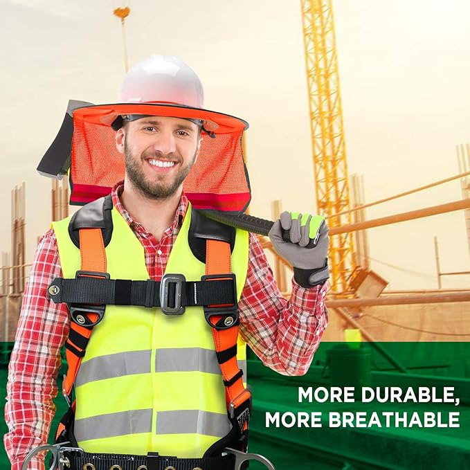 Wolf High-Visibility Orange Reflective Full-Brim Hard Hat Mesh Sun Visor Neck Shade