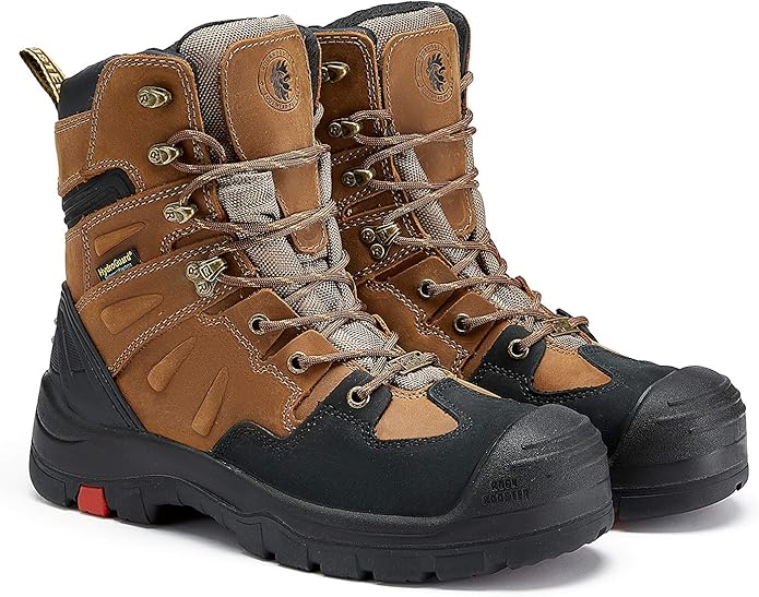 ROCKROOSTER Men's 8" Waterproof Work Boots for Landscaping, Maintenance, Transportation and Utilities, Composite Toe, EH AK869