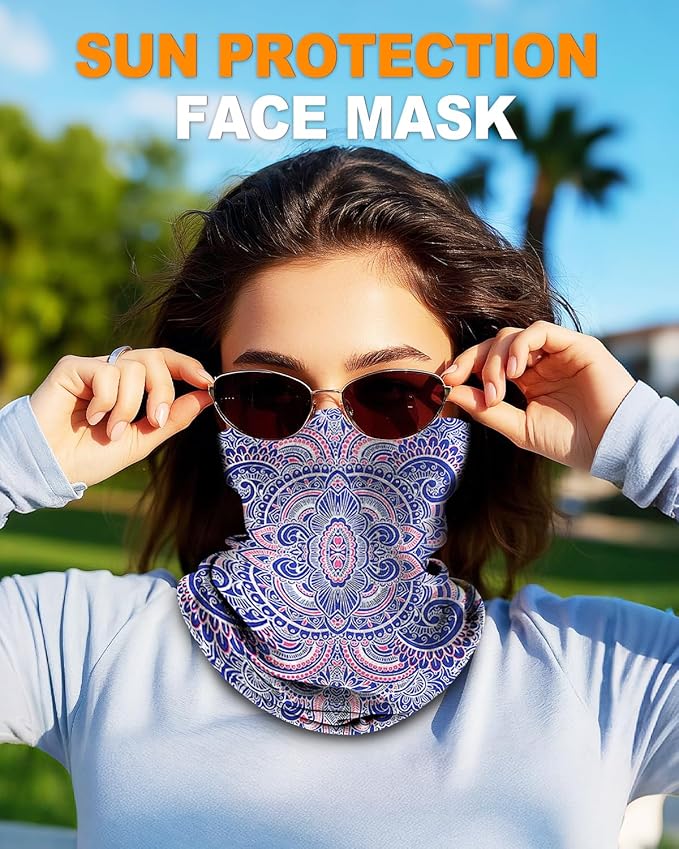 4Pack Neck Gaiter for Men Women Face Cover Mask Head Wrap Balaclava Headwear Bandana Headband Magic Scarf