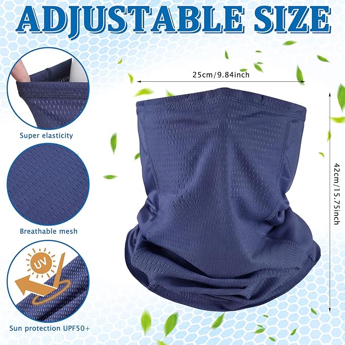 Geyoga Adjustable Cooling Neck Gaiter Breathable Summer Face Mask with Mesh Holes Strap UV Protection Neck Cover for Men
