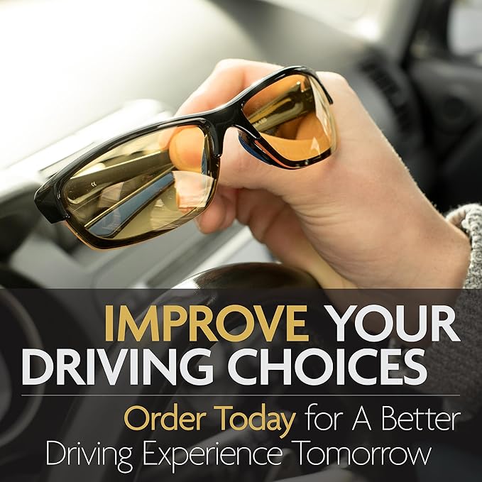 Illumin Night Driving Glasses VECTOR - All-Weather Glasses for Improved Road Safety, Advanced High Optical Quality Anti Glare Lenses