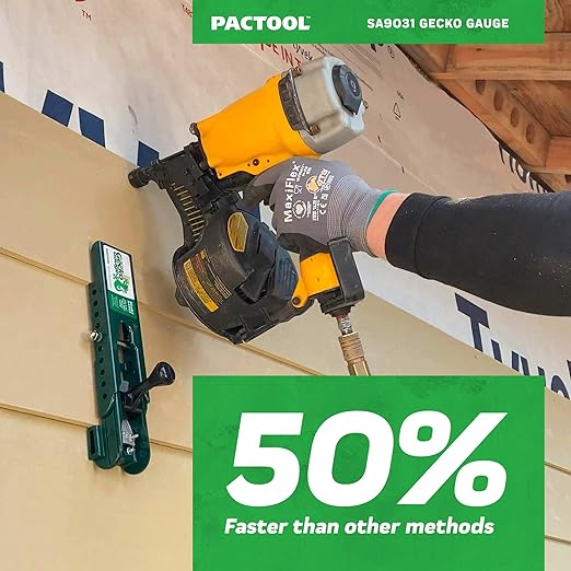 PacTool SA9031 Gecko Gauge Siding Mounting Kit With Pouch - For Use with 5/16-Inch Fiber Cement Siding, James Hardie's Updated HZ5 Series - Lap Siding Gauge - Essential Siding Tools