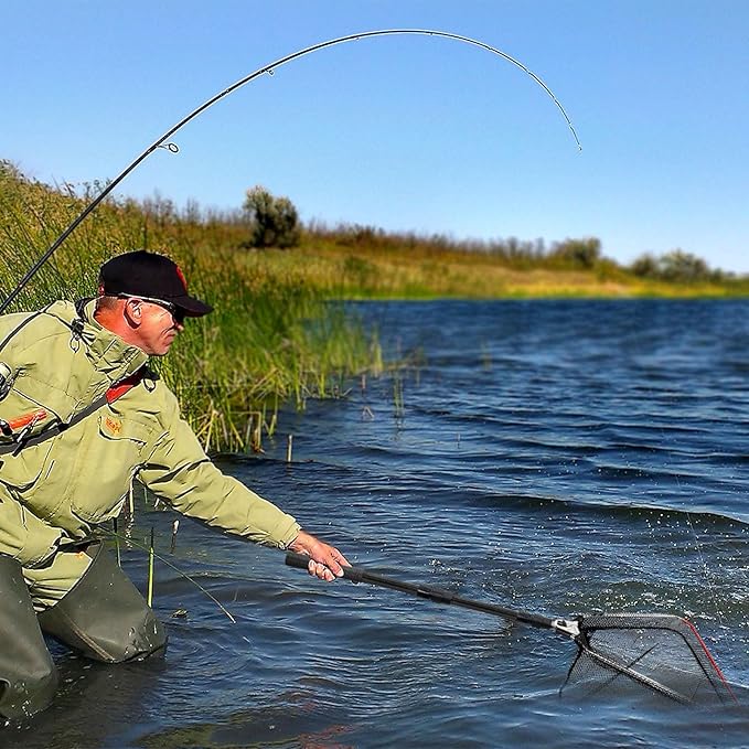 SAN LIKE Fishing Net Fish Landing Net Collapsible Fish Net with Anti-Slip Telescoping Rubber Pole Handle for Kids Adults in Saltwater Freshwater Multi-Size Extending to 37/42/43/51/69/71/89/98inch