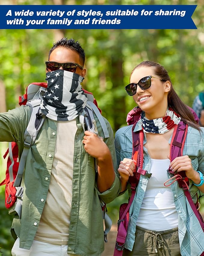 Cuffbow 12 Pack Neck Gaiters Face Mask Bandana Balaclava for Men Women Cooling Neck Gaiter Summer UV Sun Protection Scarf