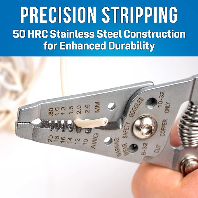 Jonard Tools WSS-1020 Stainless Steel Curved Wire Stripper, 10-20 AWG