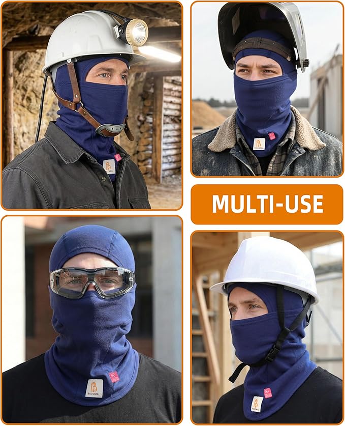BOCOMAL FR Flame Resistant Balaclava Face Mask Arc Rated NFPA2112 CAT2 Helmet Liner Covering Hood for Welding