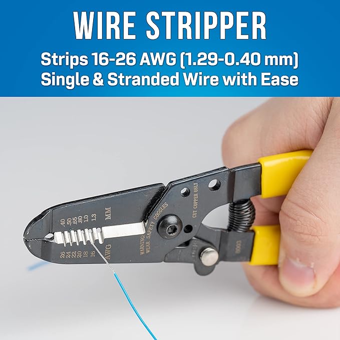 Jonard Tools JIC-1626 16-26 AWG Wire Stripper and Cutter, 6-3/4" Length