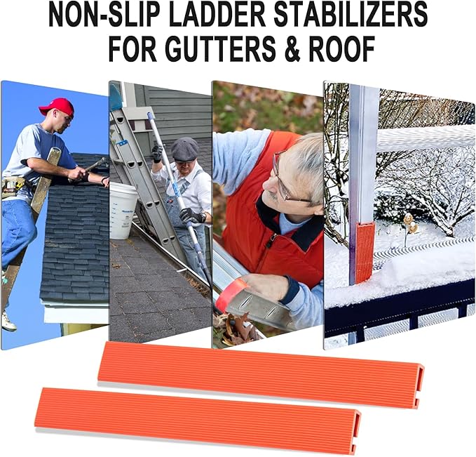 Ladder Stabilizer for Gutters and Roof, Anti-Slip Ladder Safety Covers with 1” Wide Offset “T” Profile, Ladder Gutter Protector with Strong Grip, Ladder Bumpers for Scratch Protection, 2 Pack