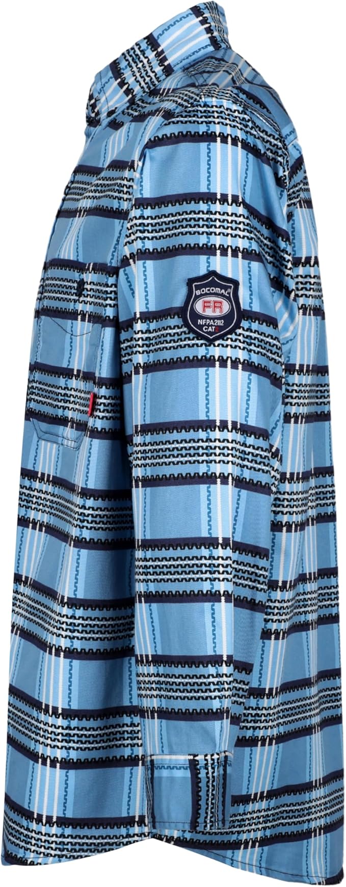 BOCOMAL FR Shirts for Men Printed Plaid Flame Resistant Clothing 6.5oz Cotton Button Up Welding Shirts NFPA2112 CAT2