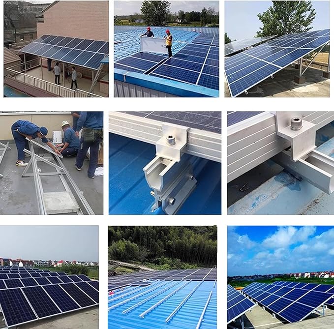 Solar Panel Mounting Z Brackets - Adjustable Aluminum Clamps 30-45Mm, 20 Mid and 8 End Clamps for Panels