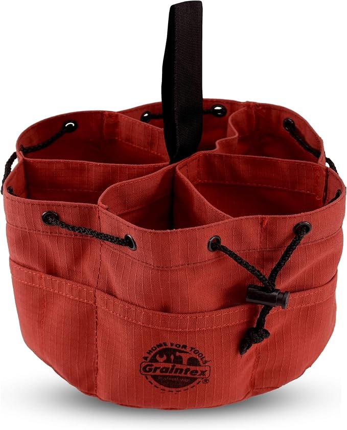 Graintex 18 Pockets Grab Bag Rip-stop Canvas Drawstring Closure, Small Part Organizer Pouch, Small Tools, Screws, Parts, Parachute Tool Bag for Efficient Storage - Rust