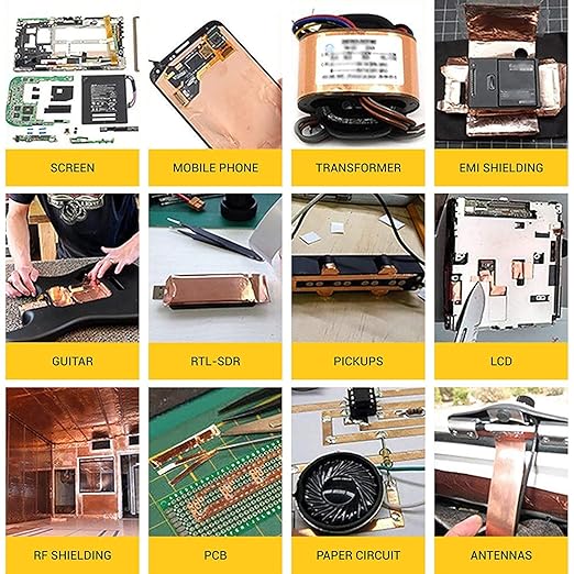 Copper Foil Tape (4 inch X 33 FT) with Double-Sided Conductive Adhesive for Guitar & EMI Shielding,Stained Glass Making,Electrical Repairs,Paper Circuits,Soldering,Grounding,DIY Copper Tape