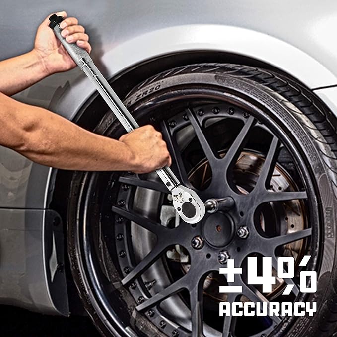 Powerbuilt Micrometer Torque Wrench, 1/2-Inch Drive, Reversible Ratchet Clicks, Lockable, 30 to 150 Foot Pound Range - 644999