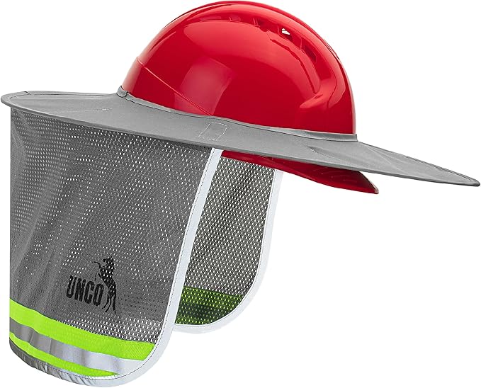 UNCO- Hard Hat Sun Shield, 3 Pack, Grey, Full & Standard Brim Mesh Sunshade High Visibility Reflective, Hard Hat Accessories