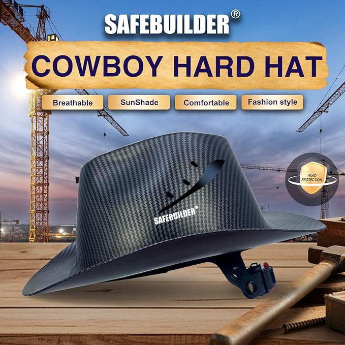 Cowboy Style Hard Hat Class C Safety Helmet Vented Full Brim Hard Hats Work Safety Helmet for Men and Women Outdoor,Industrial,Construction Head Protection- ANSI Approved