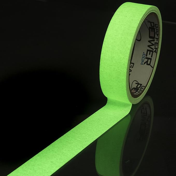 Gaffer Power Glow in The Dark Gaffer Tape – Photoluminescent Safety Tape for Stairs, Exits, Walkways & Hazard Marking – Strong Adhesive, Residue-Free, Made in USA, 1 in x 15 Feet