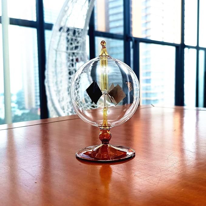 Orange Solar Power Crookes Radiometer Solar Energy Spinning Vanes Glass Windmill Gift Home Desk Decoration