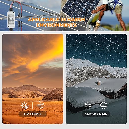 Solar Panel Disconnect Switch 1000V 50A PV Disconnect Switch Outdoor Miniature Circuit Breaker IP65 for Solar PV Homes Battery (1000V 50 Amp)