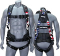 AFP Fall Protection Full-Body Premium Safety Harness, 8” Thick Support Belt, Aluminum D-Rings, Tongue Buckle (OSHA/ANSI PPE)