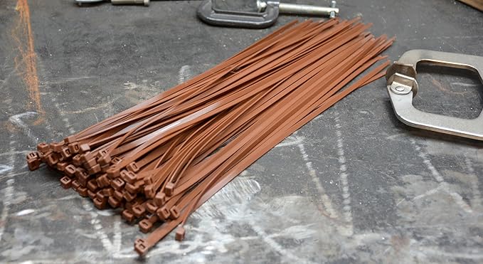 Pro Tie Standard Duty, Self-Locking UV Nylon Cable Wire Ties for Indoor and Outdoor Use |14.6-Inch, 50 lbs. Tensile Strength, Brown Nylon, 100-Pack (PN: BR14SD100)