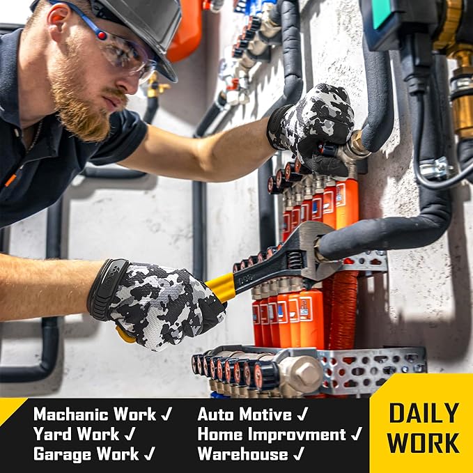 COOLJOB Mechanic Safety Work Gloves, Enhanced Anti-Slip Grip Tactical Gloves, Touchscreen, Breathable, Ultra-Soft, S-XL