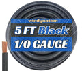 WNI 1/0 Gauge 5 Feet Black 1/0 AWG Ultra Flexible Welding Battery Copper Cable Wire - Made in The USA - Car, Inverter, RV, Solar