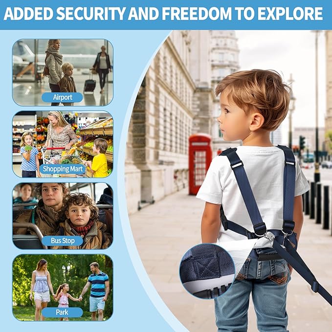 Safety Walking Harness for Kids 3-6, Anti-Elopement Vest Harness for Autism Special Needs ADHD, Reflective Leash with Grab Handle for Autistic, Active Children, Adjustable Tether for Travel and Crowds