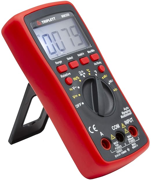 Triplett MM350 True RMS 4000 Count Manual Ranging Digital Multimeter with Certificate of Calibration to NIST - AC/DC Voltage, AC/DC Current, Resistance, Temperature, Diode, Continuity