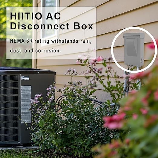 240VAC 60 Amp Non-Fused AC Disconnect Box, Outdoor Waterproof Metal Enclosure with Pull-Out Switch - for Home & Light Commercial HVAC, Condensing Units & Air Conditioning Systems - UL Listed