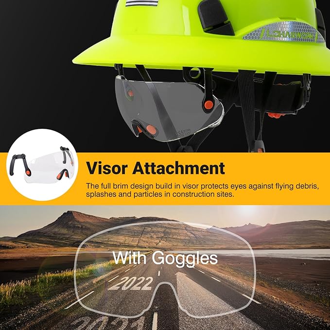 Full Brim Hard Hat Construction OSHA Approved Vented Hard Hat Cascos De Construccion Adjustable Cool Vent Work Safety Helmet for Men and Women