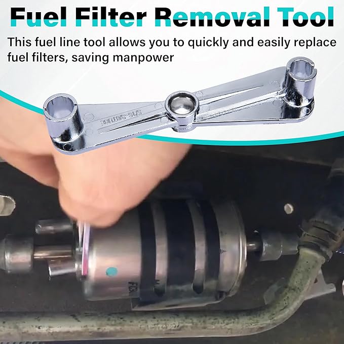 Fuel Line Disconnect Tool, 3/8 Inch and 5/16 Inch Metal Fuel Filter Removal Tool, Multi-Purpose Scissor Fuel Line Wrench Fittings for Fuel, Heater, and A/C Line Service, Universal for Most Vehicles