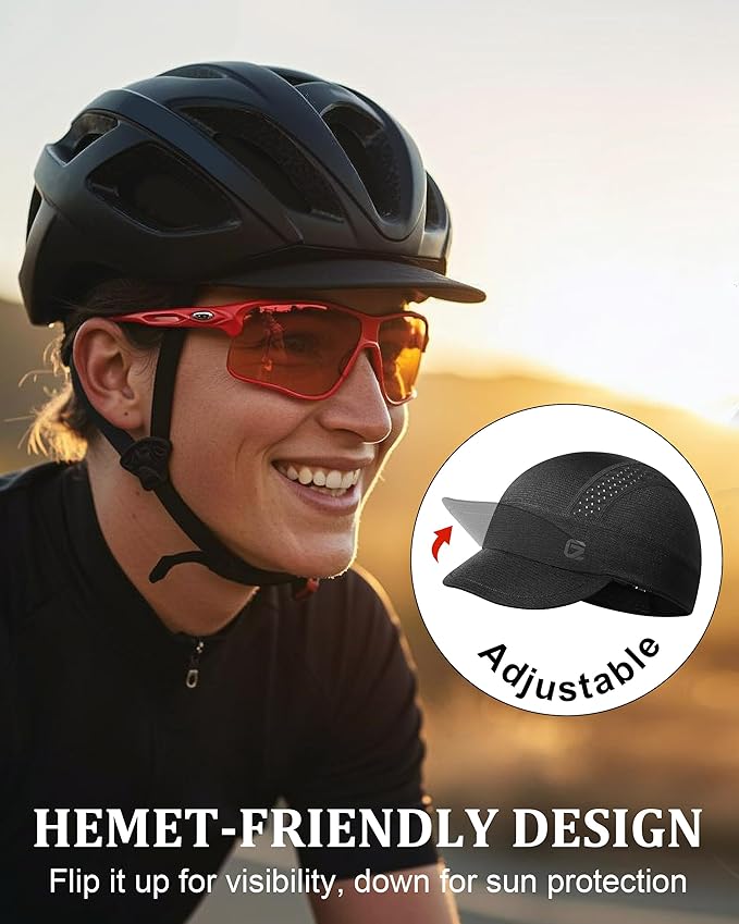 GADIEMKENSD Cooling Cycling Cap, Skull Cap Helmet Liner with Flip Brim, Sun Protection Running Under Helmet for Men Women