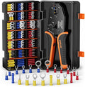 SOMELINE Wire Connectors Kit with Crimping Tool, 21 Types (UL Listed) Premium Insulated Electrical Terminals Assortment, 22-10 AWG Ratchet Wire Crimper - Ring, Fork, Butt, Pin Connectors (147 Pcs)