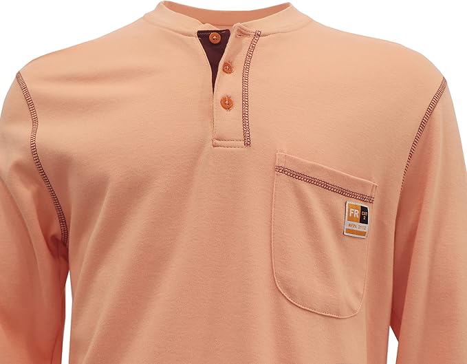 KONRECO FR Shirts for Men Long Sleeve 7oz Cotton Flame Resistant/Fire Retardant CAT2 Henley Shirt
