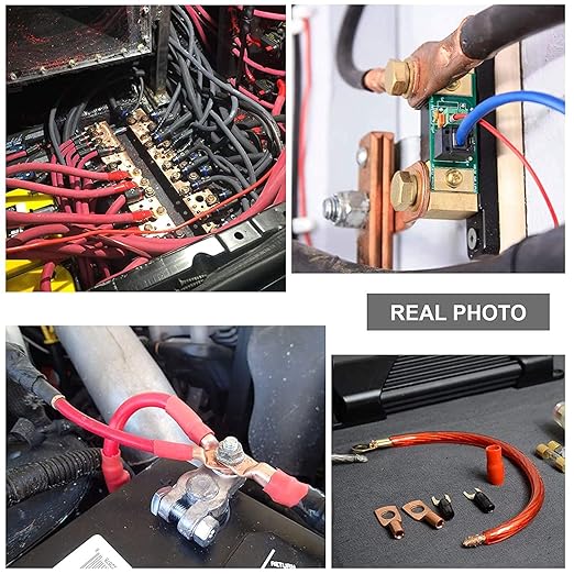 TKDMR 10pcs 2/0 AWG-5/16 Battery Lugs,Heavy Duty Wire Lugs,Ring Terminals,Battery Cable Ends,0 Guage terminals,Battery Terminal Connectors with 10pcs 3:1 Heat Shrink Tubing