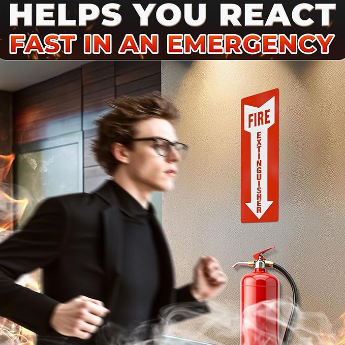 12 Pack Fire Extinguisher Stickers – 4x11.8 Inch Vinyl Signs | Waterproof & Fade-Resistant Safety Decals for Indoors & Outdoors | Easy to Apply on Walls & Doors, for Cabinets, Offices & Commercial Use
