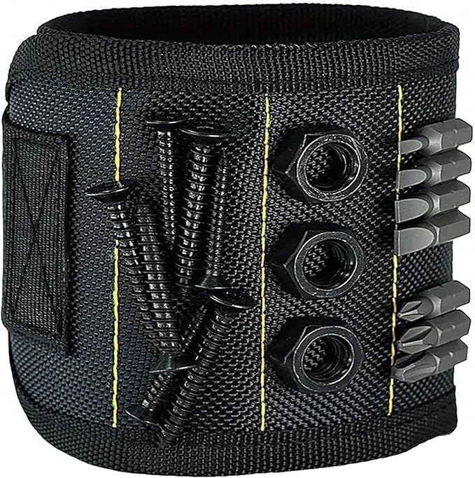 Magnetic Wristband for Holding Tools Adjustable Magnetic Wristband with 15 Strong Magnets for Screws and Nails, Drill Bits, Bolts Ideal Father's Day Gift Wrist Magnetic Tool Holder